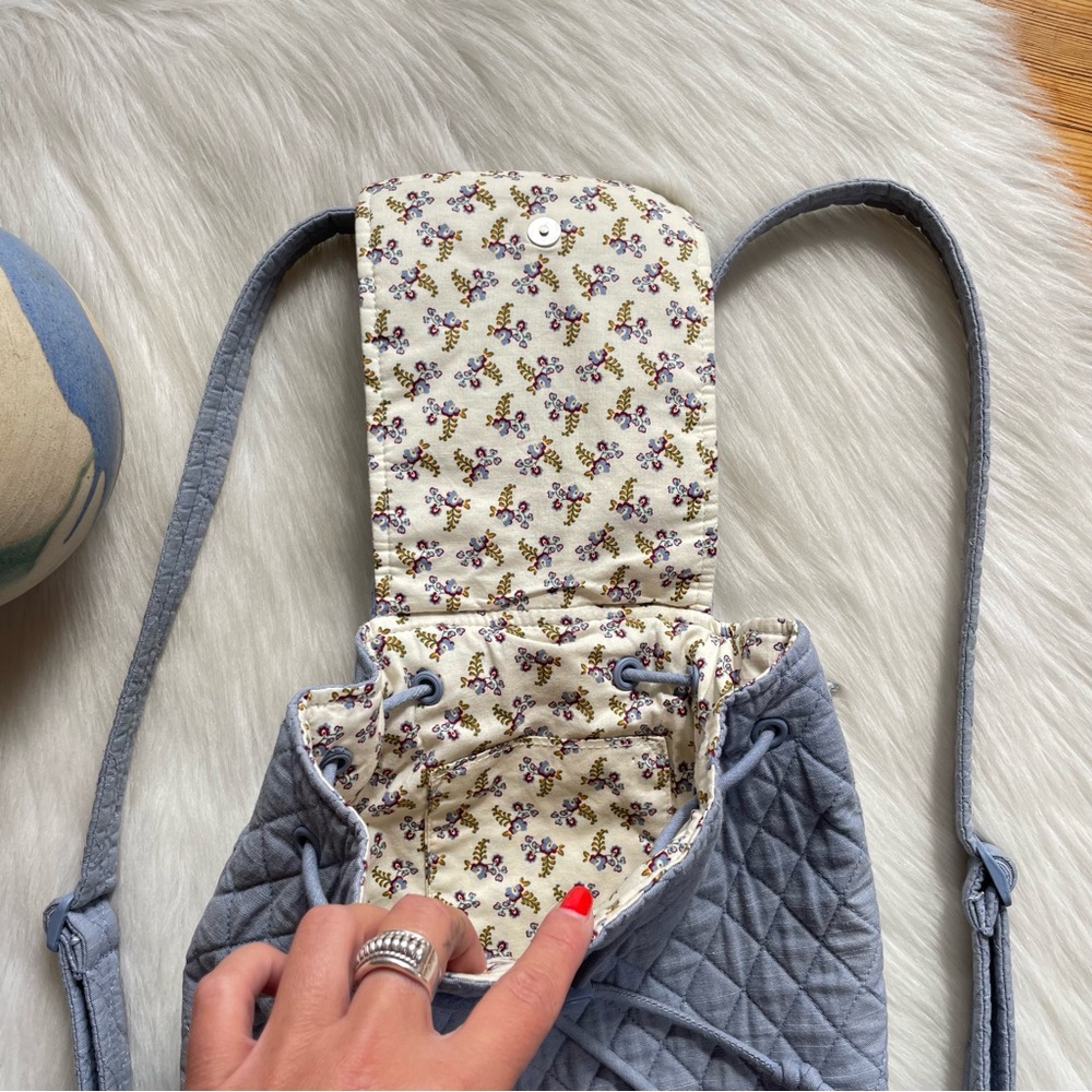 Vera Bradley Light Blue Quilted Paisley Accent Backpack - Picture 11 of 16